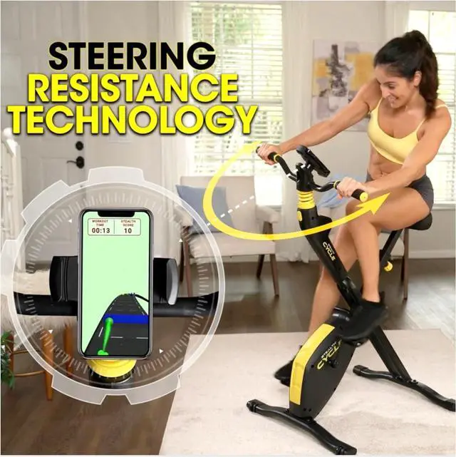 Alt view image 4 of 7 - STEALTH GAME CYCLE: Full-Body Workout X-Bike, Gamified Cardio with 5 Free Games, Foldable Magnetic Cycle, Phone Holder + Free Fitness App (Optional Premium Subscription)