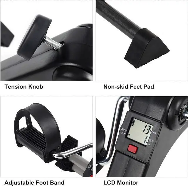 Alt view image 6 of 7 - AHMED Folding Under Desk Bike Pedal Exerciser for Arm/Leg Medical Fitness Exercise Bike Mini Portable Home Workout