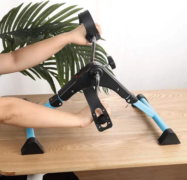Alt view image 7 of 7 - AHMED Folding Under Desk Bike Pedal Exerciser for Arm/Leg Medical Fitness Exercise Bike Mini Portable Home Workout