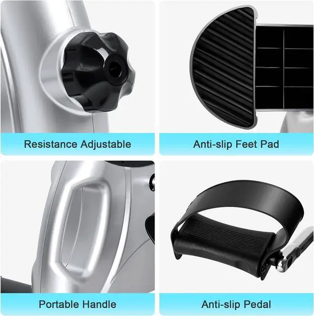 Alt view image 3 of 7 - Mini Exercise Bike, himaly Under Desk Bike Pedal Exerciser Portable Foot Cycle Arm & Leg Peddler Machine with LCD Screen Displays