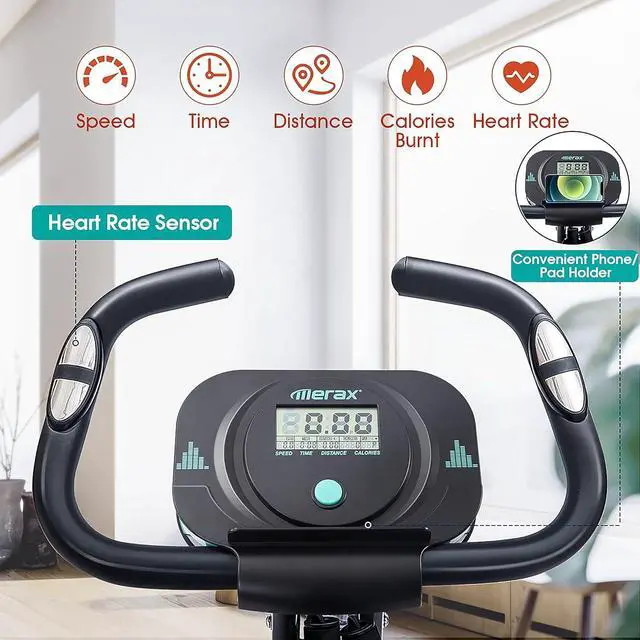 Alt view image 2 of 6 - Merax Workout Bike For Home - 2 In 1 Recumbent Exercise Bike and Upright Indoor Cycling Bike Positions, 16 Level Magnetic Resistance Exercise Bike, Foldable Stationary Bike Machine, Fitness Bike