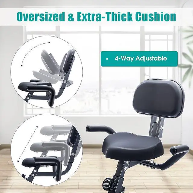 Alt view image 3 of 6 - Merax Workout Bike For Home - 2 In 1 Recumbent Exercise Bike and Upright Indoor Cycling Bike Positions, 16 Level Magnetic Resistance Exercise Bike, Foldable Stationary Bike Machine, Fitness Bike