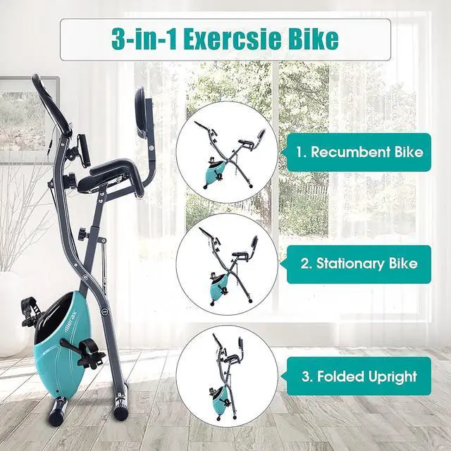 Alt view image 4 of 6 - Merax Workout Bike For Home - 2 In 1 Recumbent Exercise Bike and Upright Indoor Cycling Bike Positions, 16 Level Magnetic Resistance Exercise Bike, Foldable Stationary Bike Machine, Fitness Bike