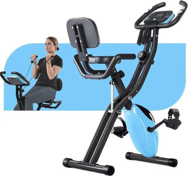 Main image of Merax Workout Bike For Home - 4 In 1 Recumbent Exercise Bike and Upright Indoor Cycling Bike Positions, 16 Levels Magnetic Resistance Exercise Bike, Foldable Stationary Bike Machine, Fitness Bike