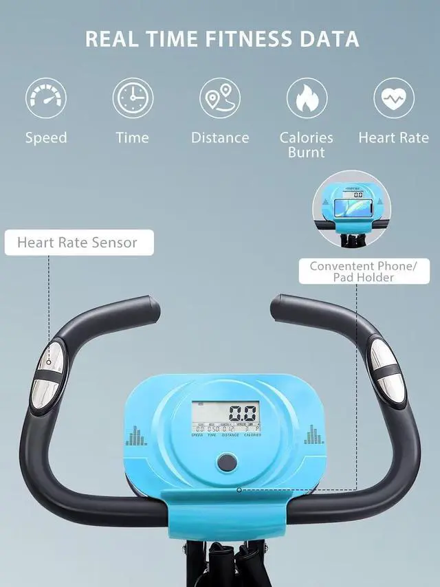 Alt view image 4 of 7 - Merax Workout Bike For Home - 4 In 1 Recumbent Exercise Bike and Upright Indoor Cycling Bike Positions, 16 Levels Magnetic Resistance Exercise Bike, Foldable Stationary Bike Machine, Fitness Bike