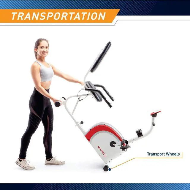 Alt view image 7 of 7 - Marcy Recumbent Exercise Bike with Magnetic Resistance and Pulse Sensor NS-908R White 30.50 x 11.50 x 21.50 inches