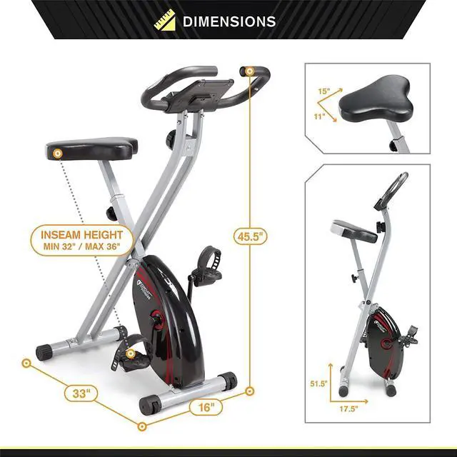 Alt view image 2 of 7 - Circuit Fitness Folding Upright Exercise Bike with Adjustable Resistance 250 lb. Max. Capacity AMZ-150BK