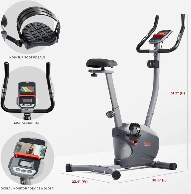 Alt view image 6 of 7 - Sunny Health & Fitness Elite Interactive Performance Series Stationary Exercise Upright Bike with Optional Exclusive SunnyFit® App Enhanced Connectivity