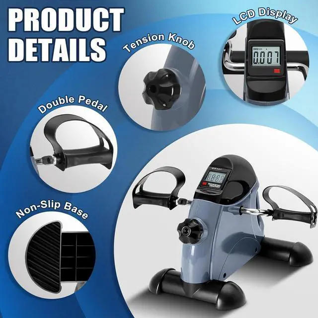 Alt view image 2 of 7 - Mini Exercise Bike, himaly Under Desk Bike Pedal Exerciser Portable Foot Cycle Arm & Leg Peddler Machine with LCD Screen Displays