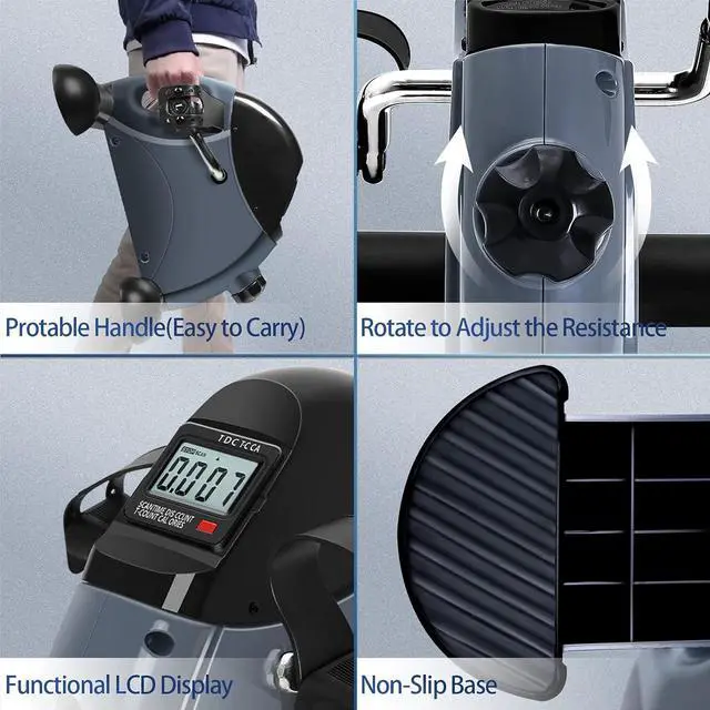Alt view image 4 of 7 - Mini Exercise Bike, himaly Under Desk Bike Pedal Exerciser Portable Foot Cycle Arm & Leg Peddler Machine with LCD Screen Displays