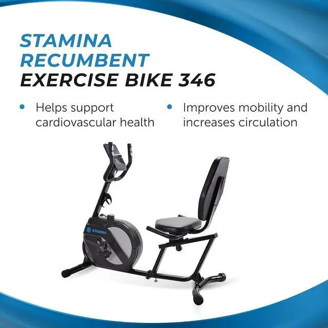 Alt view image 2 of 7 - Stamina Recumbent Exercise Bike for Home 346 w/Smart Workout App - Stationary Bike for Adults, Seniors w/Large, Adjustable, Comfortable Seat & Walk-Thru Design