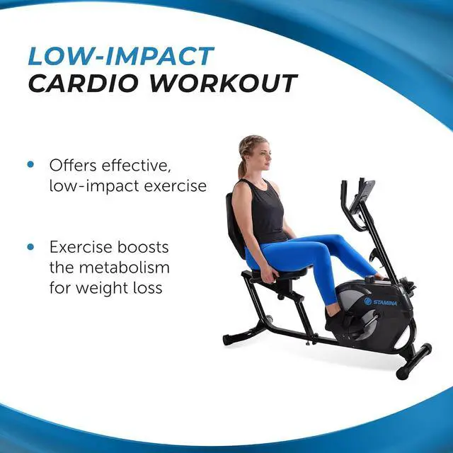 Alt view image 4 of 7 - Stamina Recumbent Exercise Bike for Home 346 w/Smart Workout App - Stationary Bike for Adults, Seniors w/Large, Adjustable, Comfortable Seat & Walk-Thru Design