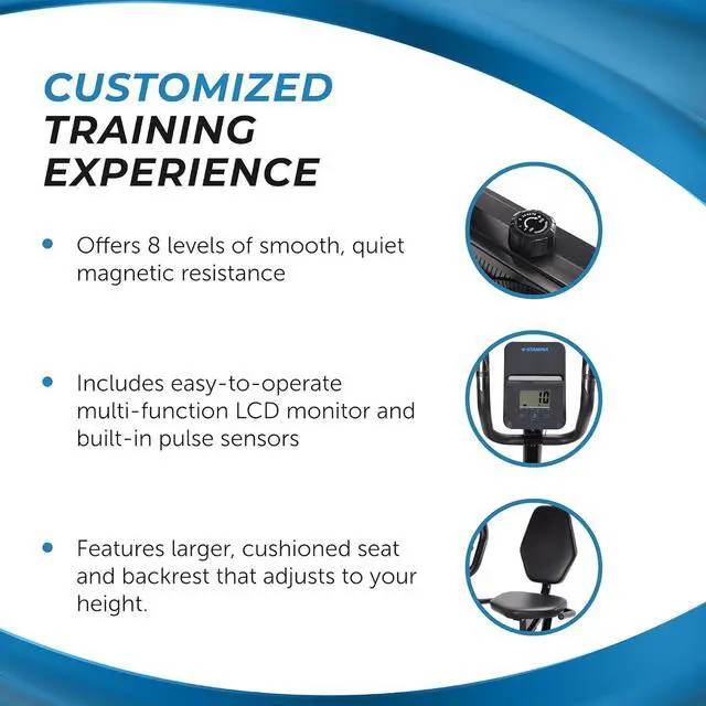 Alt view image 6 of 7 - Stamina Recumbent Exercise Bike for Home 346 w/Smart Workout App - Stationary Bike for Adults, Seniors w/Large, Adjustable, Comfortable Seat & Walk-Thru Design