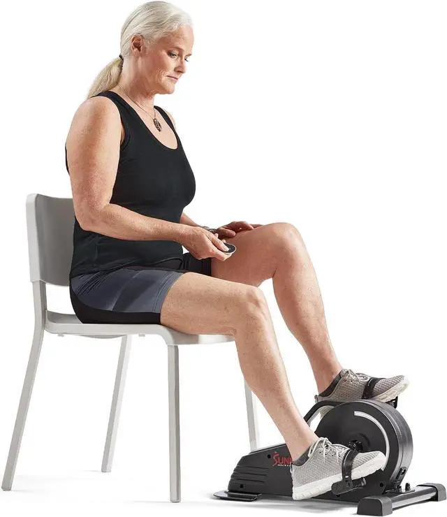 Alt view image 2 of 6 - Sunny Health & Fitness Dual Function Under Desk Pedal Exerciser, Portable Indoor Cardio Mini Bike in Home/Office, Arm/Leg Cycle for Seniors, Optional Magnetic, motorized & SunnyFit App Bluetooth Link