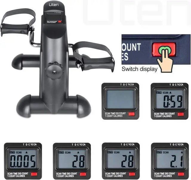Alt view image 2 of 7 - Mini Exercise Bike, Under Desk Pedal Exerciser Arm and Leg Exercise Cycle Bike with LCD Screen Displays (Black)