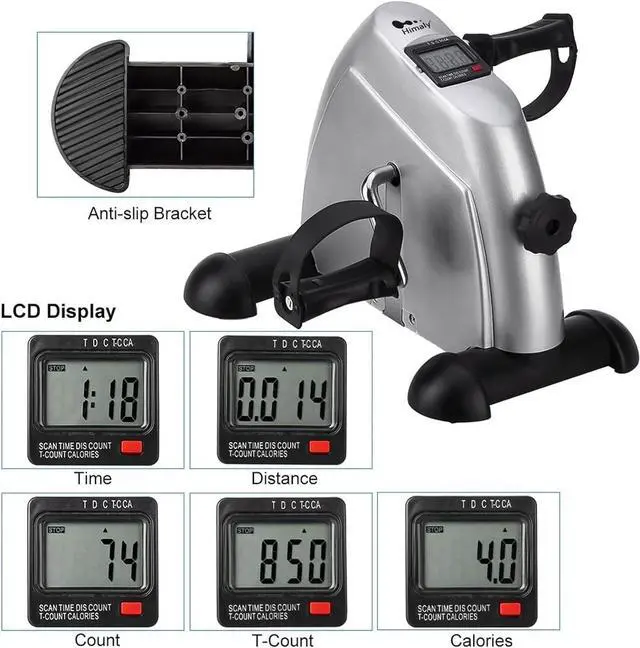 Alt view image 2 of 7 - Mini Exercise Bike, himaly Under Desk Bike Pedal Exerciser Portable Foot Cycle Arm & Leg Peddler Machine with LCD Screen Displays