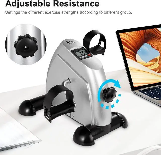Alt view image 3 of 7 - Mini Exercise Bike, himaly Under Desk Bike Pedal Exerciser Portable Foot Cycle Arm & Leg Peddler Machine with LCD Screen Displays