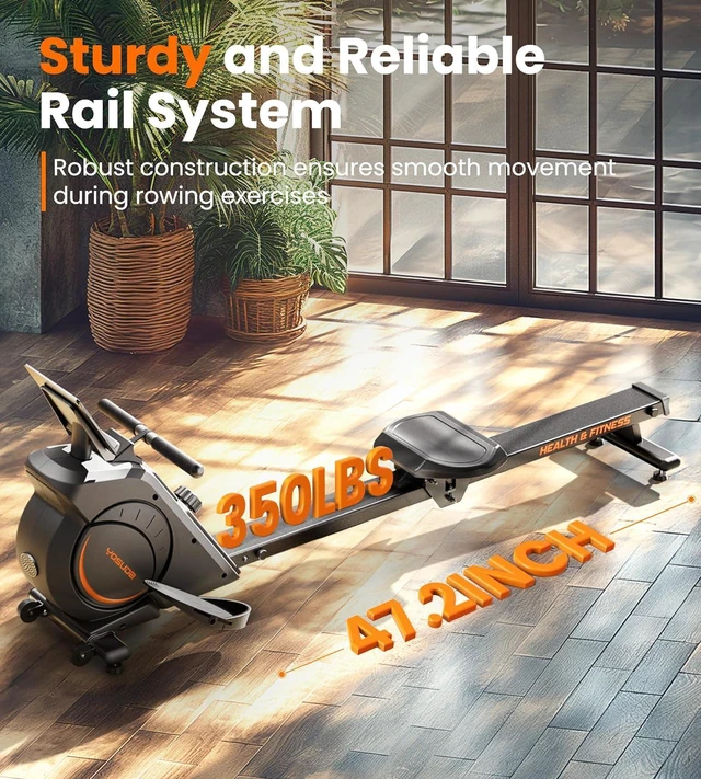 Alt view image 3 of 7 - YOSUDA Magnetic/Water Rowing Machine 350 LB Weight Capacity - Foldable Rower for Home Use with Bluetooth, App Supported, Tablet Holder and Comfortable Seat Cushion