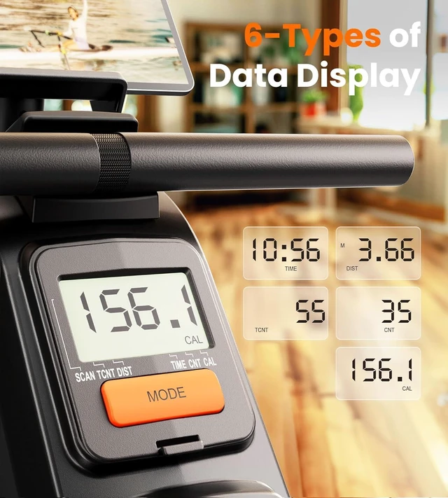 Alt view image 4 of 7 - YOSUDA Magnetic/Water Rowing Machine 350 LB Weight Capacity - Foldable Rower for Home Use with Bluetooth, App Supported, Tablet Holder and Comfortable Seat Cushion