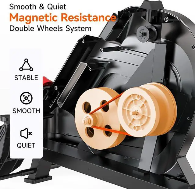 Alt view image 2 of 7 - Pooboo Magnetic Rowing Machine 360 LB Weight Capacity, folding rower with Combination Strength exercise, Tablet Holder and Comfortable Seat Cushion, Rower for Home Use