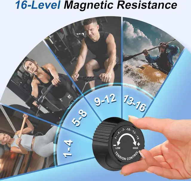 Alt view image 5 of 6 - Rowing Machines for Home,Hartwares Magnetic Rowing Machine with 77lbs High Resistance Rowing Machine,16 Levels of Quiet Resistance,Rower Machine for Home Row Machine,App Compatible,LCD Monitor