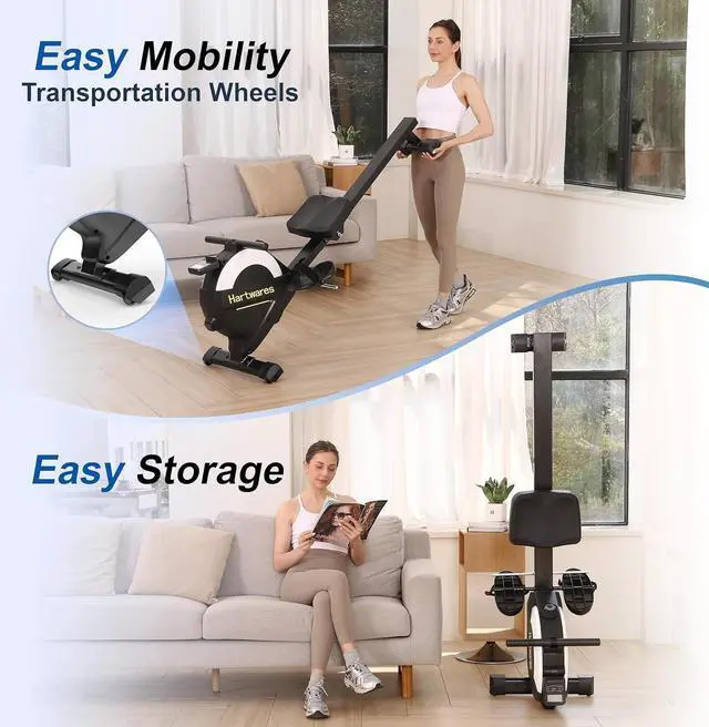 Alt view image 6 of 6 - Rowing Machines for Home,Hartwares Magnetic Rowing Machine with 77lbs High Resistance Rowing Machine,16 Levels of Quiet Resistance,Rower Machine for Home Row Machine,App Compatible,LCD Monitor