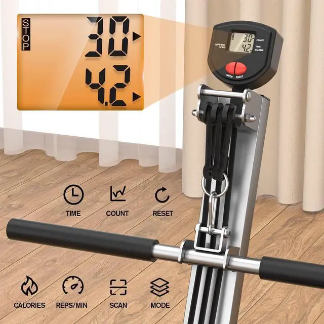 Alt view image 5 of 7 - Rowing Machine for Home Use, Rowing Machine Foldable Rower with LCD Monitor & Comfortable Seat Cushion - Upgraded Version Row Machine Supports 300LBS, Hyper-Quiet & Smooth