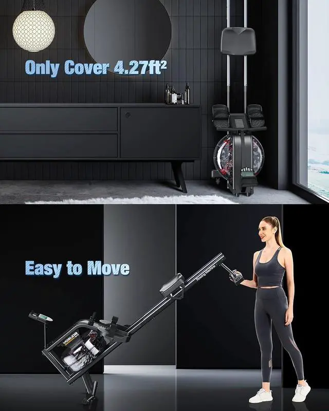 Alt view image 7 of 7 - YOSUDA Magnetic/Water Rowing Machine 350 LB Weight Capacity - Foldable Rower for Home Use with Bluetooth, App Supported, Tablet Holder and Comfortable Seat Cushion