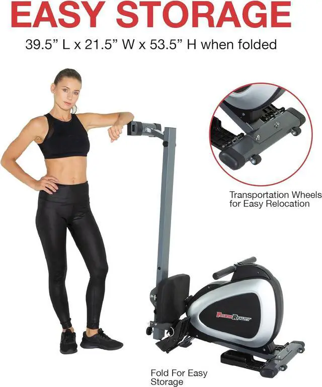 Alt view image 4 of 6 - Fitness Reality Magnetic Rowing Machine with Bluetooth Workout Tracking Built-In, Additional Full Body Extended Exercises, App Compatible, Tablet Holder, Rowing Machines for Home Use