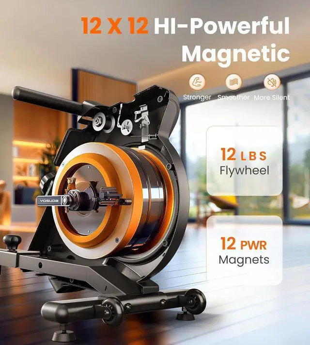 Alt view image 2 of 7 - YOSUDA Magnetic/Water Rowing Machine 350 LB Weight Capacity - Foldable Rower for Home Use with Bluetooth, App Supported, Tablet Holder and Comfortable Seat Cushion