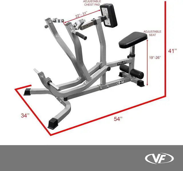 Alt view image 2 of 7 - Valor Fitness Seated Row Machine - Back Chest Workout - Plate Loaded- Independent Converging Arms - Multi Grip Positions - Rotating Handles- includes 2" Plate Adapters - Home Gym Max 400 lbs