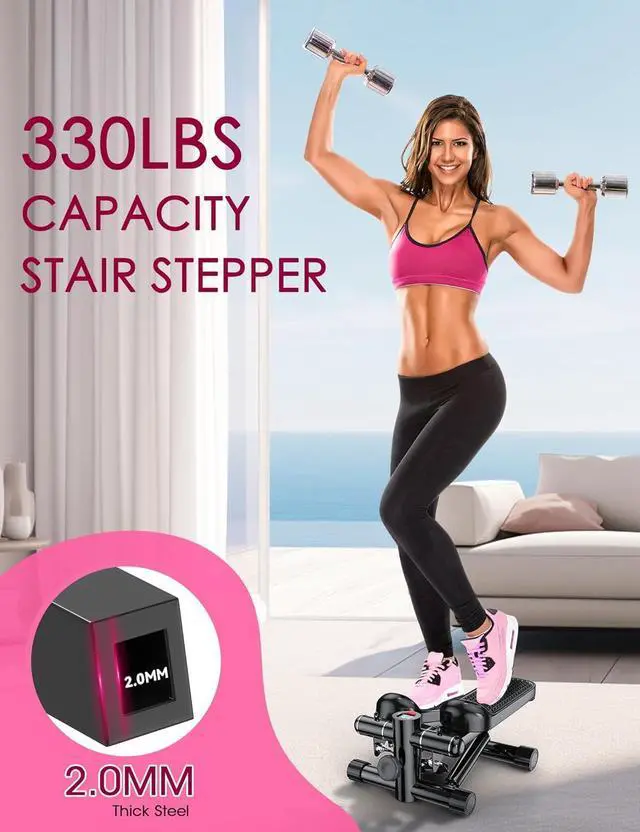 Alt view image 6 of 7 - Steppers for Exercise at Home, KitGody Mini Stepper with Resistance Bands, Portable Stair Stepper for Home 330LBS Capacity, Adjustable Height Fitness Stepper Machine