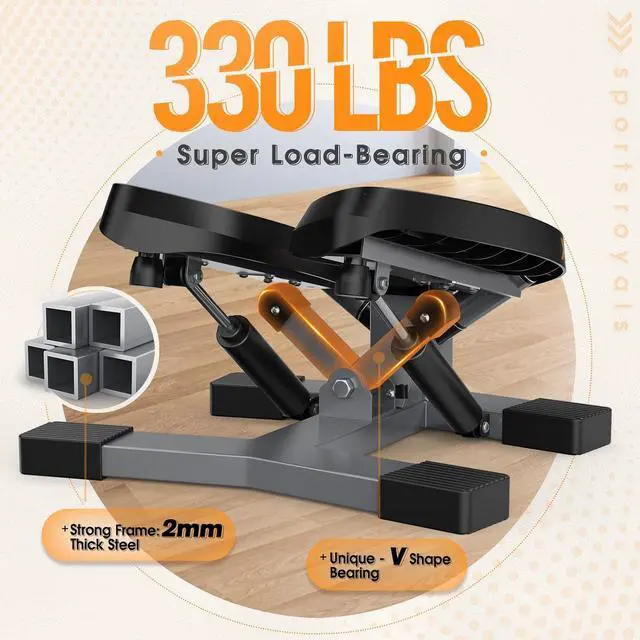Alt view image 2 of 7 - Sportsroyals Stair Stepper for Exercises-Twist Stepper with Resistance Bands and 330lbs Weight Capacity