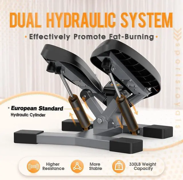 Alt view image 4 of 7 - Sportsroyals Stair Stepper for Exercises-Twist Stepper with Resistance Bands and 330lbs Weight Capacity