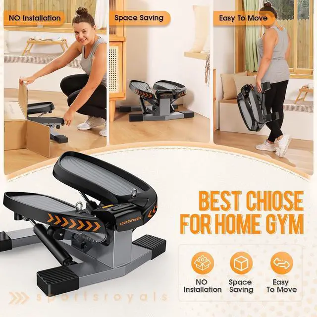 Alt view image 5 of 7 - Sportsroyals Stair Stepper for Exercises-Twist Stepper with Resistance Bands and 330lbs Weight Capacity