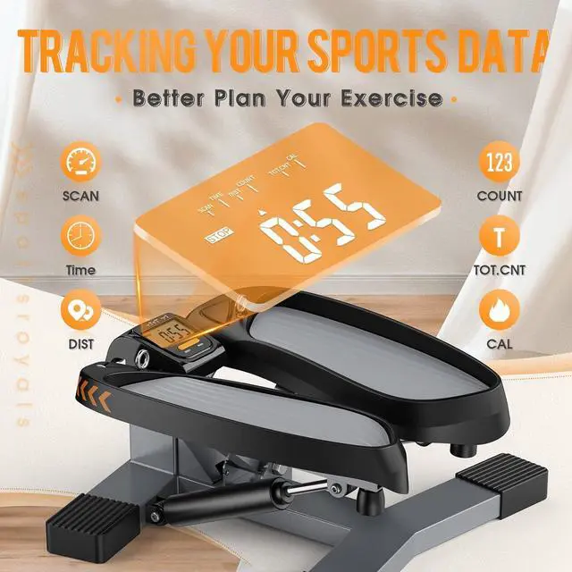 Alt view image 6 of 7 - Sportsroyals Stair Stepper for Exercises-Twist Stepper with Resistance Bands and 330lbs Weight Capacity