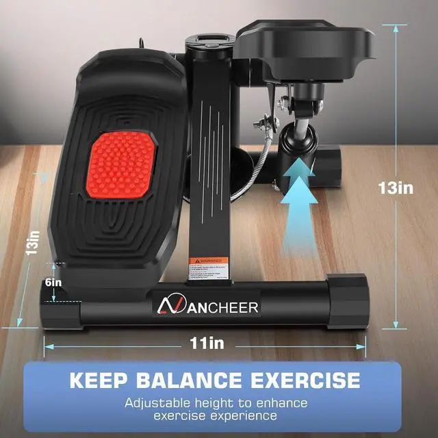 Alt view image 5 of 7 - ANCHEER Steppers for Exercise at Home, Mini Stair Stepper with Resistance Bands, Hydraulic Exercise Stepper with LCD Monitor,Mini Stepper with 220LBS Capacity,