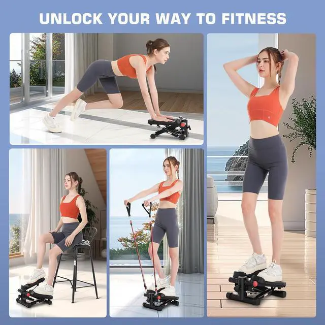 Alt view image 7 of 7 - ANCHEER Steppers for Exercise at Home, Mini Stair Stepper with Resistance Bands, Hydraulic Exercise Stepper with LCD Monitor,Mini Stepper with 220LBS Capacity,