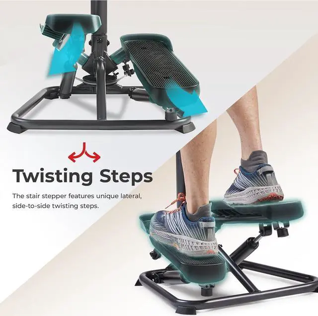 Alt view image 5 of 7 - Sunny Health & Fitness Twist Stepper with Handlebar, Stair Step Machine for Cardio Workout, Compact Home Exercise Equipment W/Optional Free SunnyFit App Connection