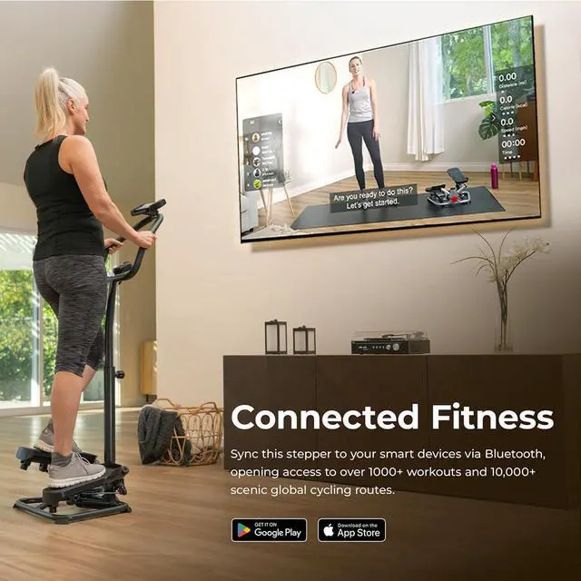Alt view image 6 of 7 - Sunny Health & Fitness Twist Stepper with Handlebar, Stair Step Machine for Cardio Workout, Compact Home Exercise Equipment W/Optional Free SunnyFit App Connection