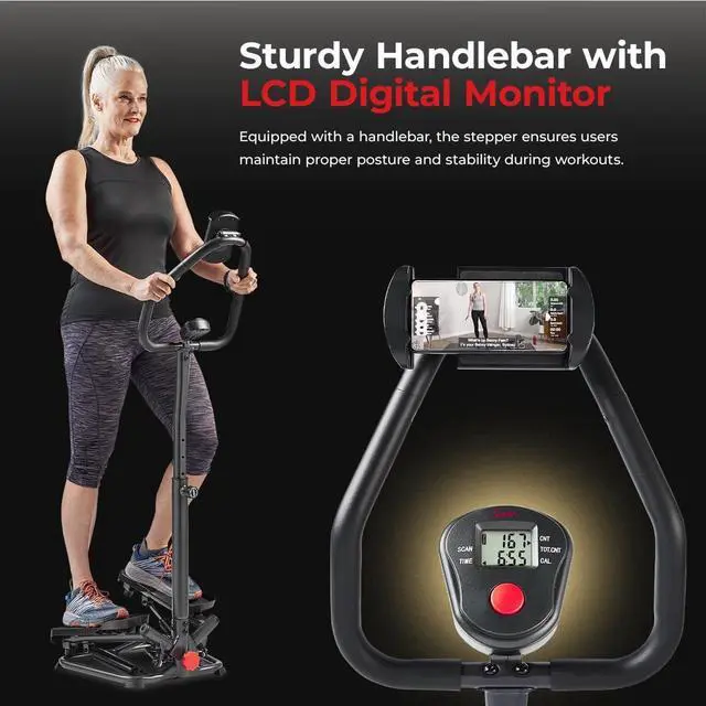 Alt view image 7 of 7 - Sunny Health & Fitness Twist Stepper with Handlebar, Stair Step Machine for Cardio Workout, Compact Home Exercise Equipment W/Optional Free SunnyFit App Connection