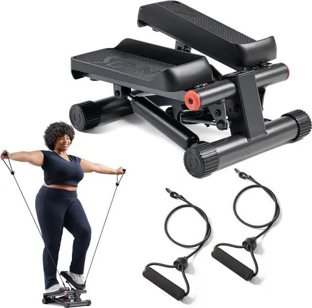 Main image of Sunny Health & Fitness Mini Stepper for Exercise at Home, Stair Step Workout Machine with Resistance Band and Over 300lb Weight Capacity, Optional Twist Motion and Free SunnyFit App Connection