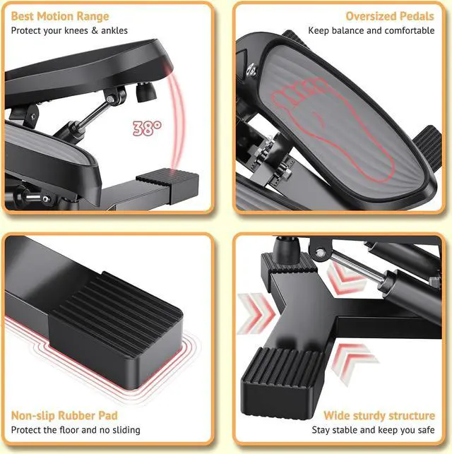 Alt view image 7 of 7 - Sportsroyals Stair Stepper,Twist/Mini Stepper for Exercise at Home,Step Machine with Resistance Bands for Full Body Workout, 350lbs+ Capacity