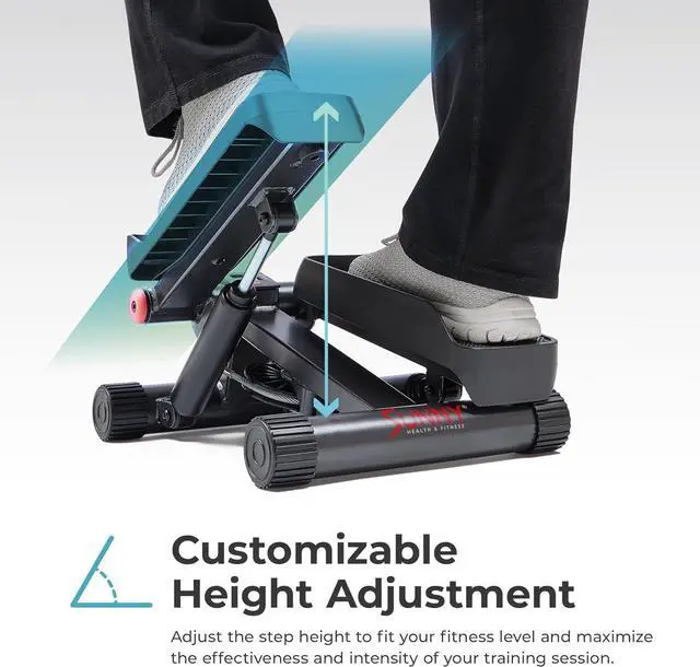 Alt view image 5 of 7 - Sunny Health & Fitness Mini Stepper for Exercise at Home, Stair Step Workout Machine with Resistance Band and Over 300lb Weight Capacity, Optional Twist Motion and Free SunnyFit App Connection