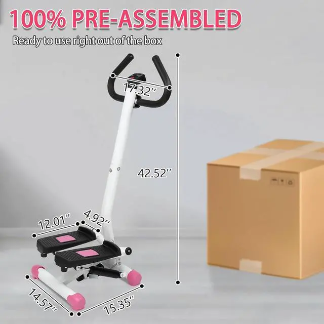 Alt view image 7 of 7 - Ktaxon Steppers for Exercise, Mini Stepper with Handlebar, Twist Stepper with Unique Twist Movement, 300LBS Weight Capacity, Adjustable Step Height for Full Body Workout (Pink)