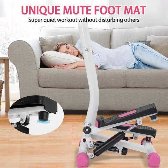 Alt view image 6 of 7 - Ktaxon Steppers for Exercise, Mini Stepper with Handlebar, Twist Stepper with Unique Twist Movement, 300LBS Weight Capacity, Adjustable Step Height for Full Body Workout (Pink)