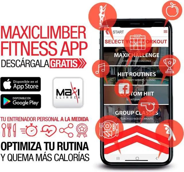 Alt view image 6 of 6 - MaxiClimber XL-2000 Hydraulic Resistance Vertical Climber. Combines Muscle Toning + Aerobic Exercise for Maximum Calorie Burn. 12 Resistance Levels, Lightweight Aluminum Mainframe, Free Fitness App.