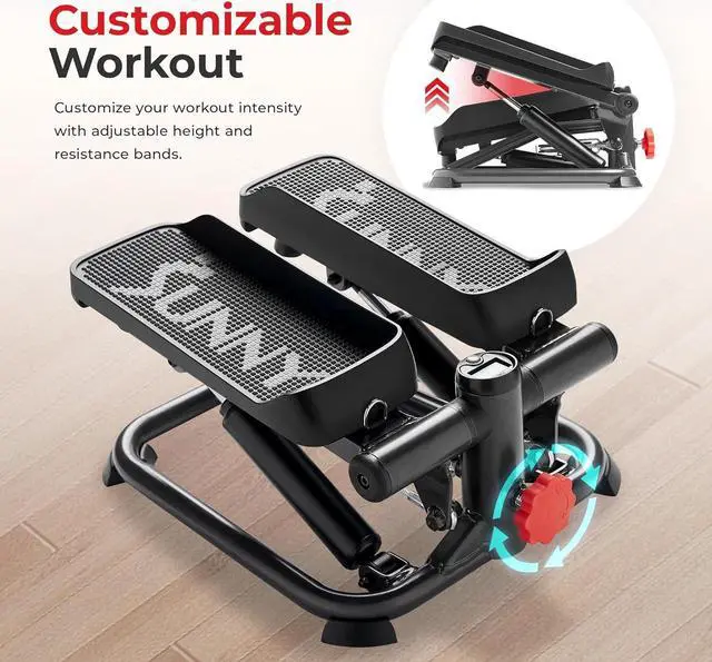 Alt view image 5 of 7 - Sunny Health & Fitness Mini Steppers for Exercise at Home, Stair Step Workout Machine, Full Body Cardio Equipment, with Optional Free SunnyFit App Connection and Resistance Band