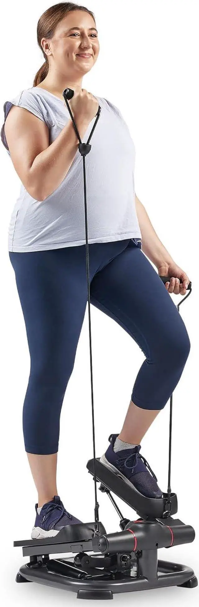 Alt view image 2 of 7 - Sunny Health & Fitness 2-in-1 Premium Power Stepper with Resistance Bands, Low-Impact Cardio, Space-Saving, Height-Adjustable, and Optional SunnyFit® App Enhanced Bluetooth Connectivity