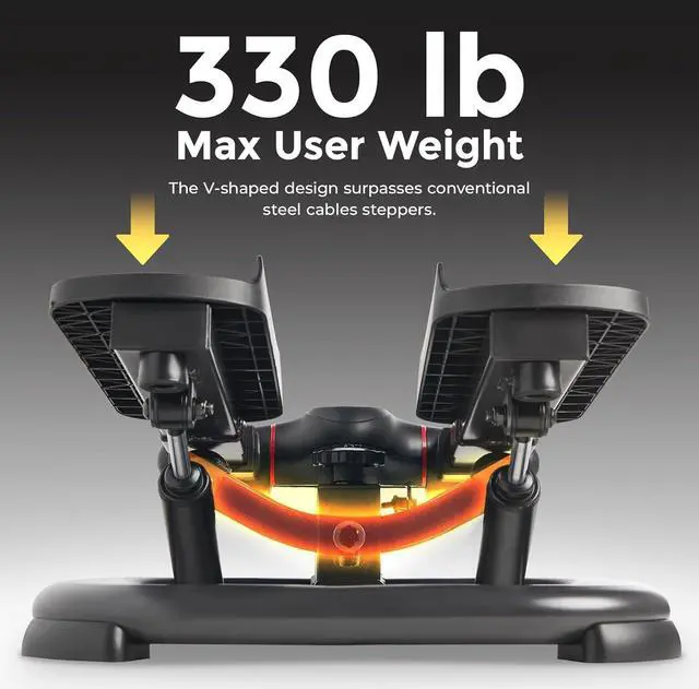 Alt view image 3 of 7 - Sunny Health & Fitness 2-in-1 Premium Power Stepper with Resistance Bands, Low-Impact Cardio, Space-Saving, Height-Adjustable, and Optional SunnyFit® App Enhanced Bluetooth Connectivity
